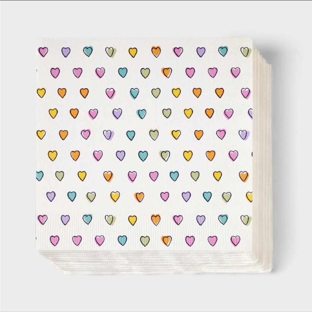 NWT Roller Rabbit x Target 30ct Disco Hearts Wave Paper Napkins White